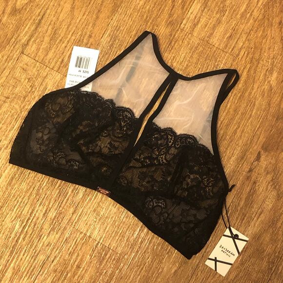 Daydream Nation Persephone Bra Bralette in Black / Pink Size Medium - Picture 4 of 13